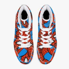 Spidey Pattern High-Top Leather Sneakers - White / Black - Image 12