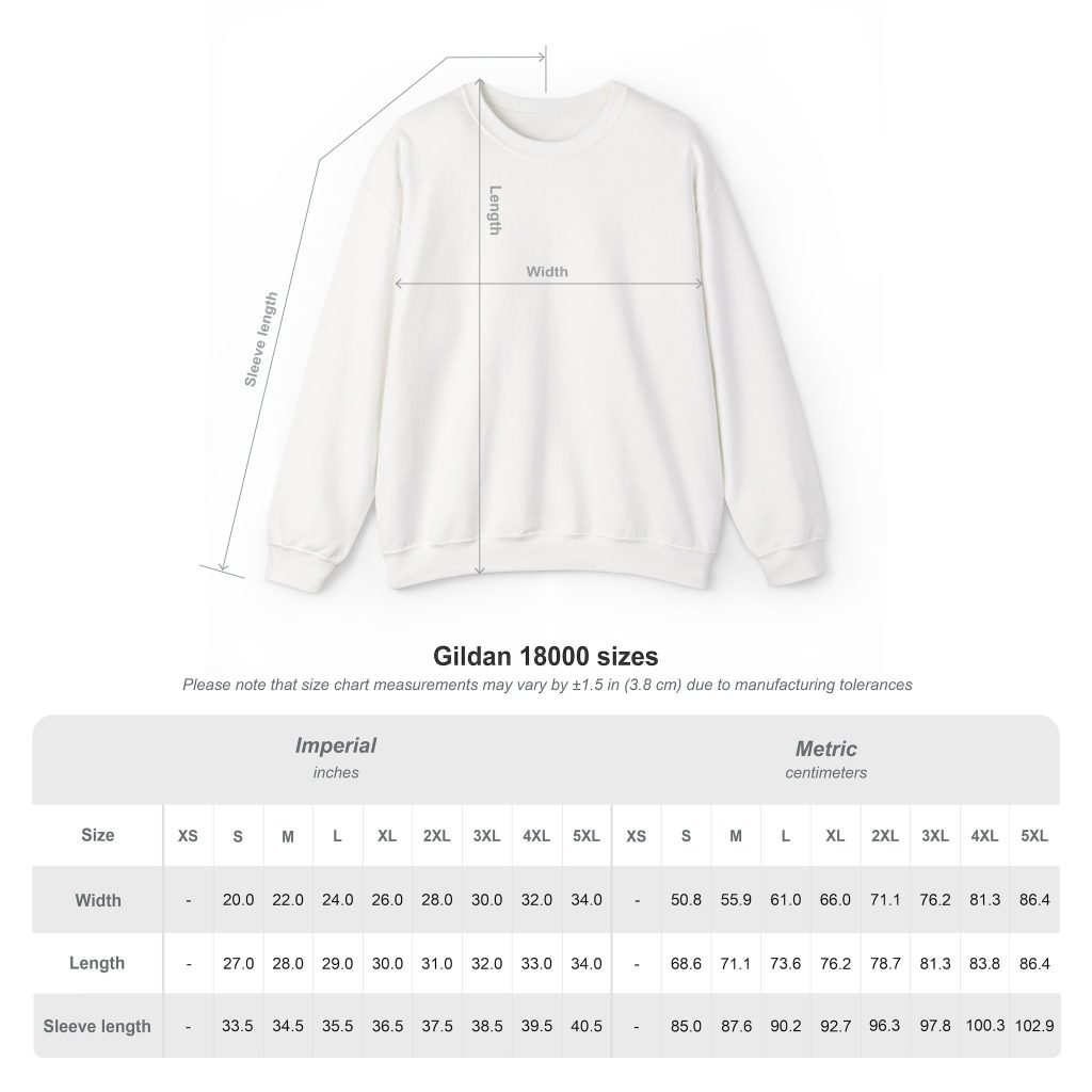 WSQK Sweatshirt size chart