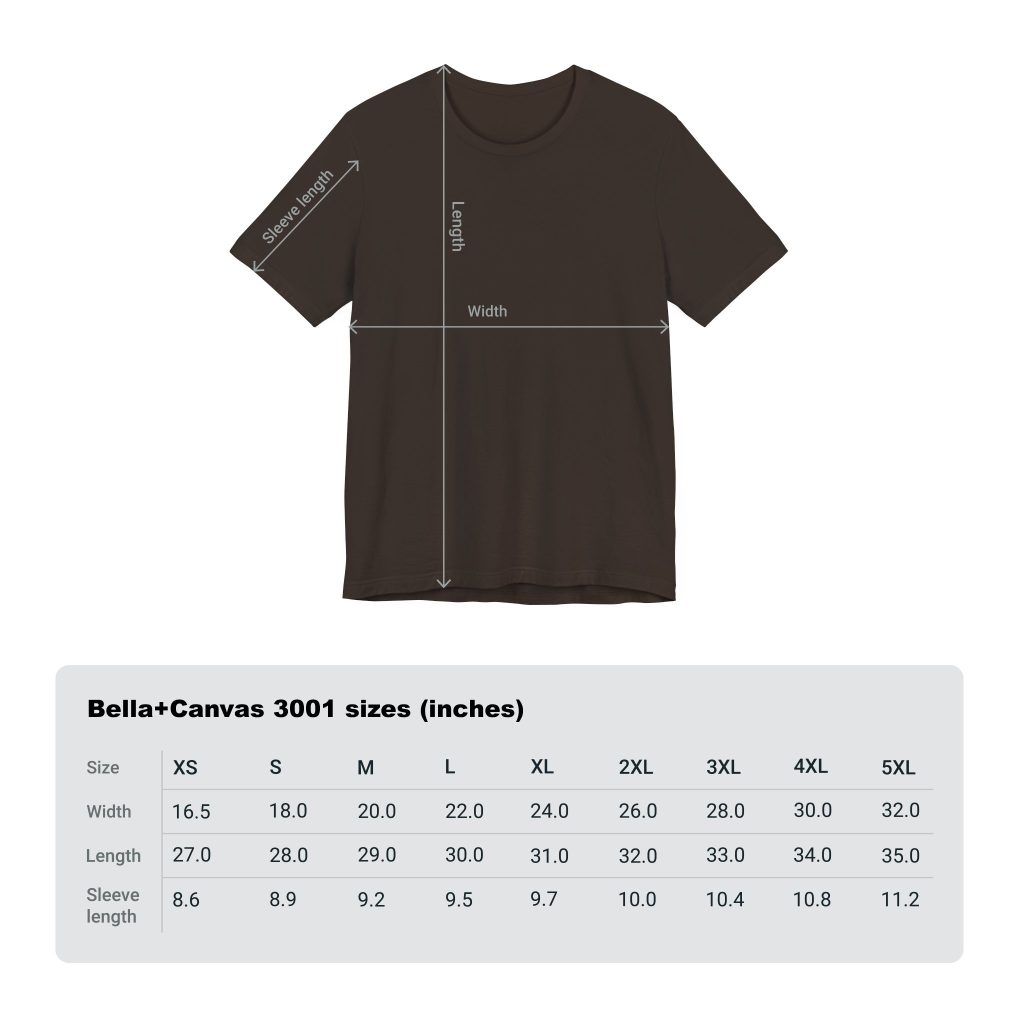 BFG T-Shirt size chart