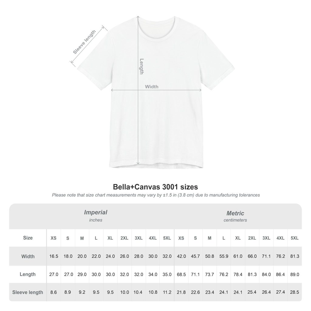 Hellfire Lives T‑Shirt size chart