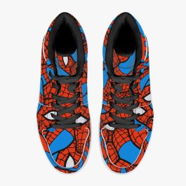Spidey Pattern High-Top Leather Sneakers - White / Black - Image 2