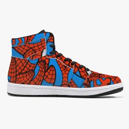 Spidey Pattern High-Top Leather Sneakers - White / Black - Image 18