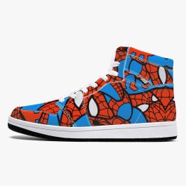 Spidey Pattern High-Top Leather Sneakers - White / Black - Image 8