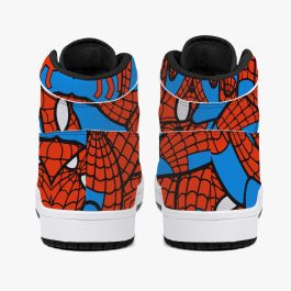 Spidey Pattern High-Top Leather Sneakers - White / Black - Image 4