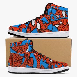 Spidey Pattern High-Top Leather Sneakers - White / Black - Image 7