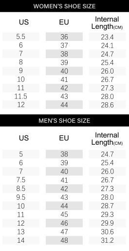 Sneaker Size Chart