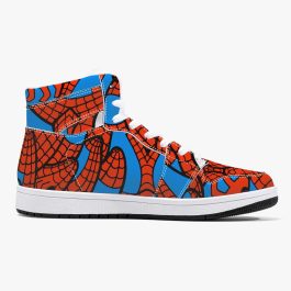 Spidey Pattern High-Top Leather Sneakers - White / Black - Image 9
