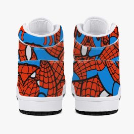 Spidey Pattern High-Top Leather Sneakers - White / Black - Image 13
