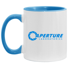 Aperture Laboratories Blue and White Mug - Image 1