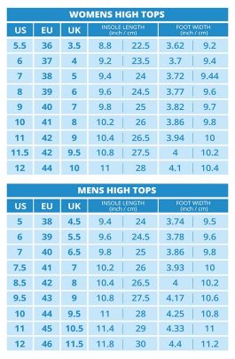 Size Chart - High Top Canvas Shoes