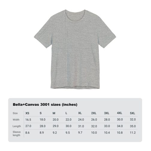 SIZE CHART - BELLA+CANVAS 3001 T-SHIRTS