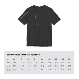 T-Shirt Size Chart Bella+Canvas 3001