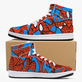 Spidey Pattern High-Top Leather Sneakers - White / Black - Image 16
