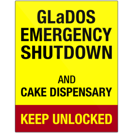 GLaDOS Emergency Shutdown and Cake Dispensary Metal Print - Image 1