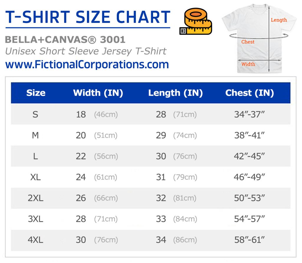 Nakatomi Corporation T-Shirt size chart