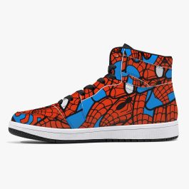 Spidey Pattern High-Top Leather Sneakers - White / Black - Image 19