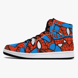 Spidey Pattern High-Top Leather Sneakers - White / Black - Image 17