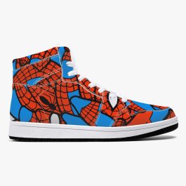 Spidey Pattern High-Top Leather Sneakers - White / Black - Image 11