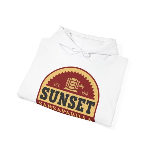 White Sunset Sarsaparilla Gildan 18500 hoodie from Fallout - folded front White Sunset Sarsaparilla Gildan 18500 hoodie from Fallout shown folded front