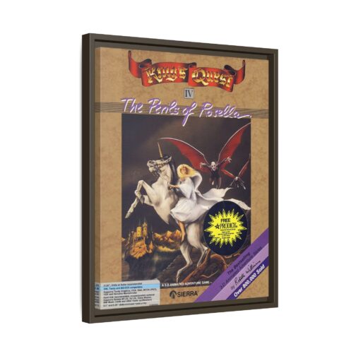 King's Quest IV framed canvas - angled view showing the frame and canvas depth King's Quest IV framed game cover canvas, angled view showing the frame and canvas depth