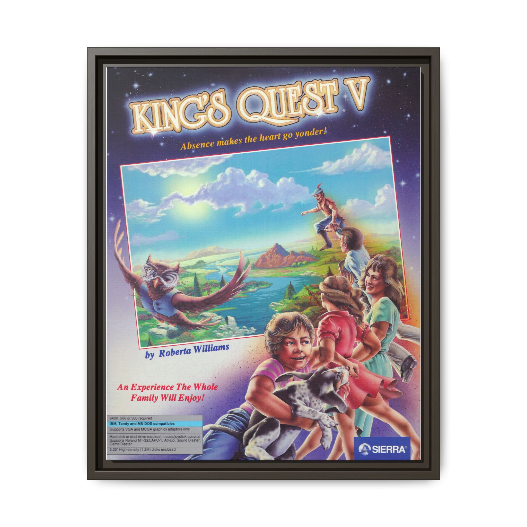 King's Quest V framed game cover canvas, front view