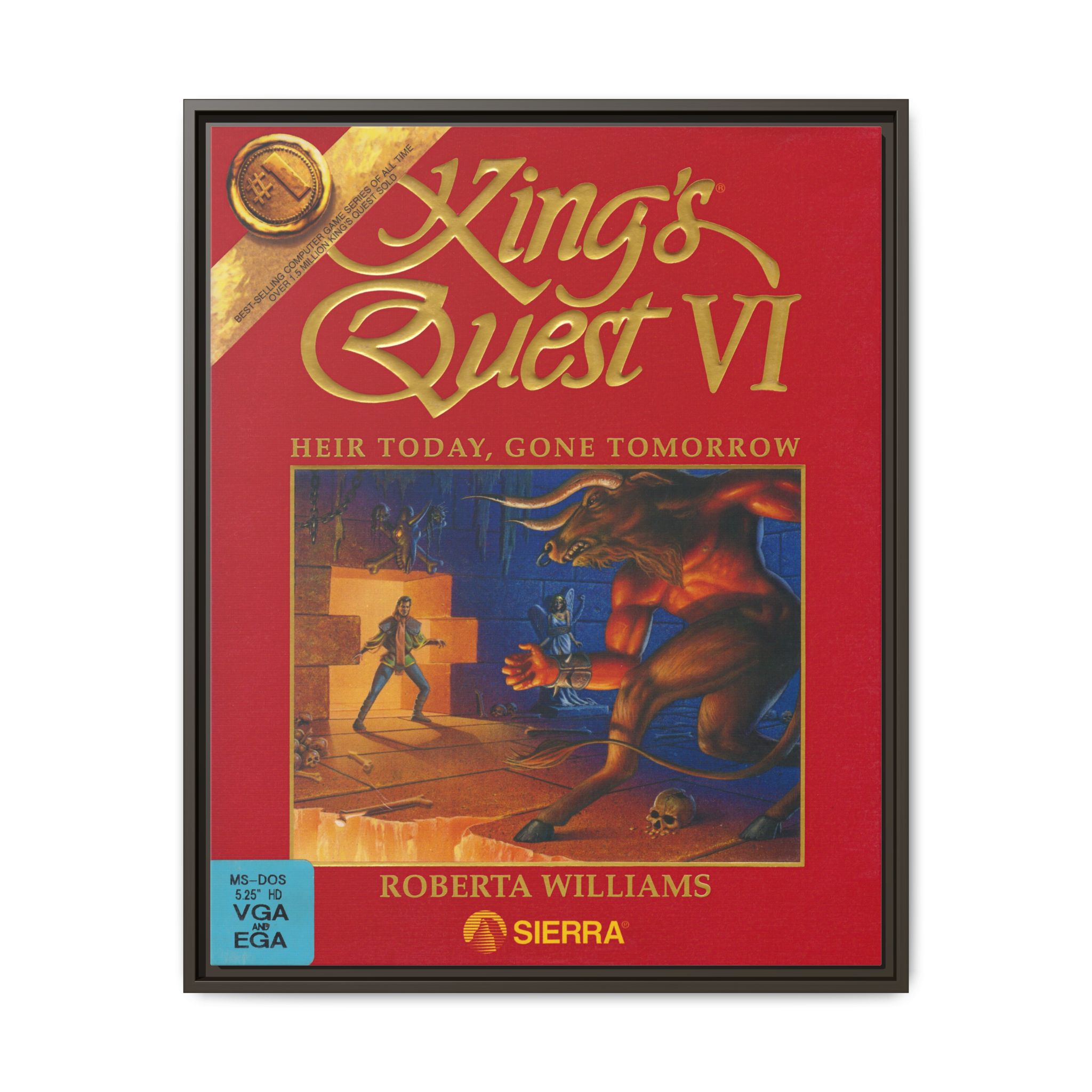 King's Quest VI framed game cover canvas, front view