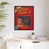 King's Quest VI framed game cover canvas, displayed on a wall above a cabinet
