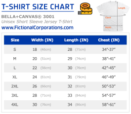 T-Shirt Size Chart - Bella+Canvas 3001 | FictionalCorporations.com