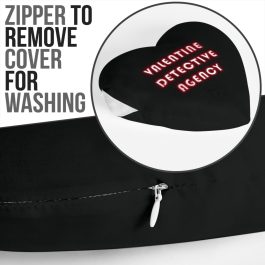 Valentine Detective Agency Black Heart Shaped Pillow - Image 4