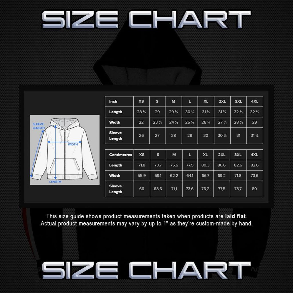 N7 Fleece Hoodie size chart