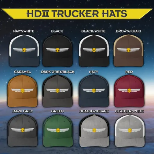 il_fullxfull.7140608685_hc56 Helldivers 2 Trucker Hat - HD2 Winged Skull Cap