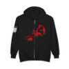 Black Left 4 Dead replica zip hoodie with a red splatter 4 across the front