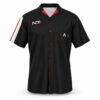 N7 Shirt - front Front view of the black Mass Effect N7 shirt with chest pocket and red-and-white sleeve stripe.