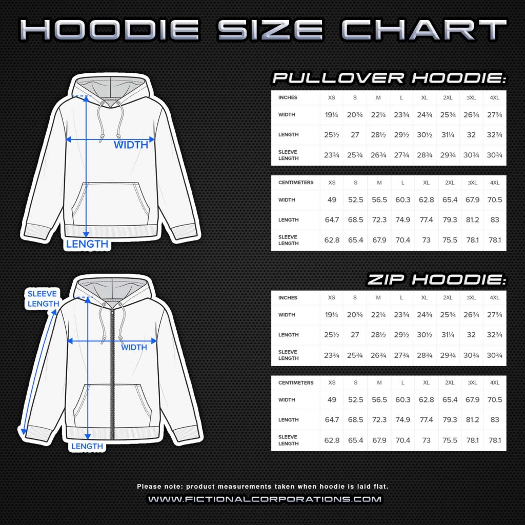 N7 Hoodie size chart