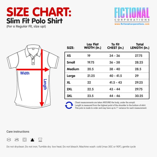 Slim Fit Polo Shirt Size Chart