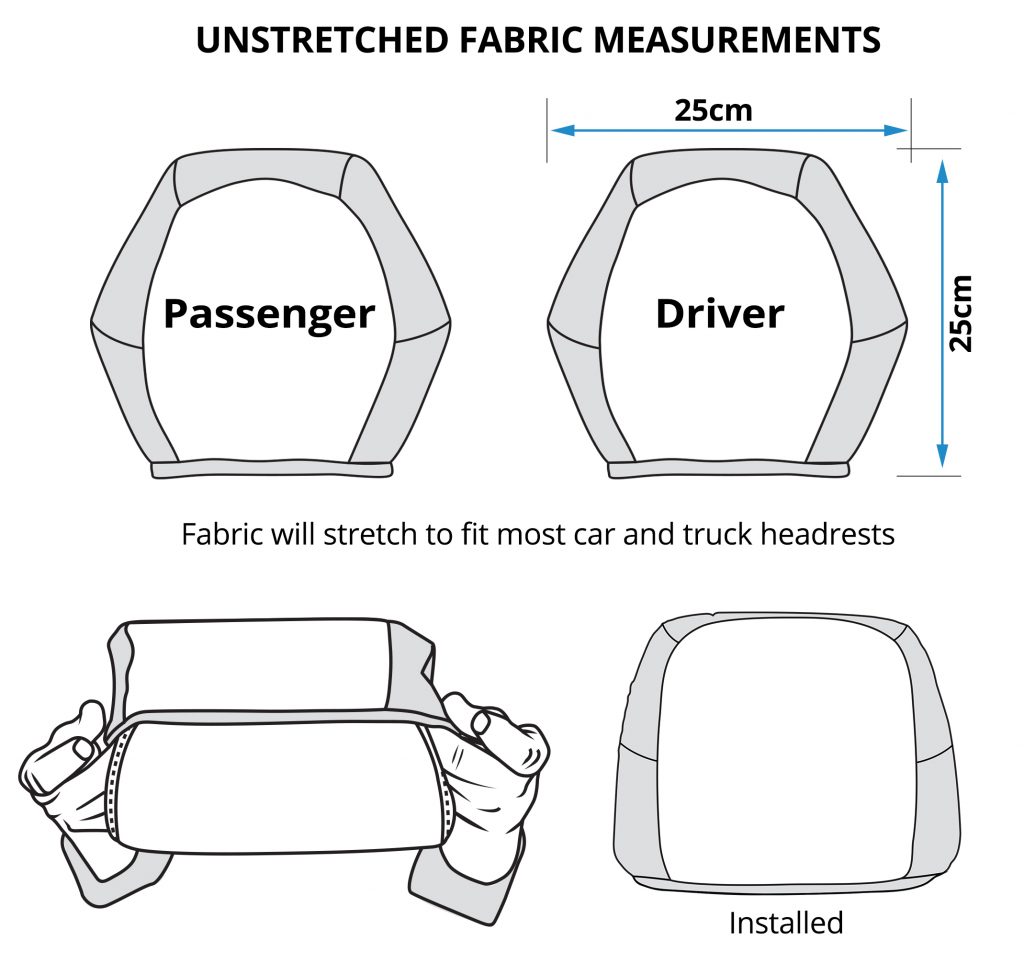 Weyland-Yutani Corporation Headrest Covers size chart